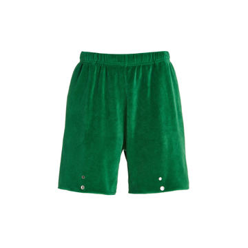 Snap-Front Cotton-Blend Velour Shorts