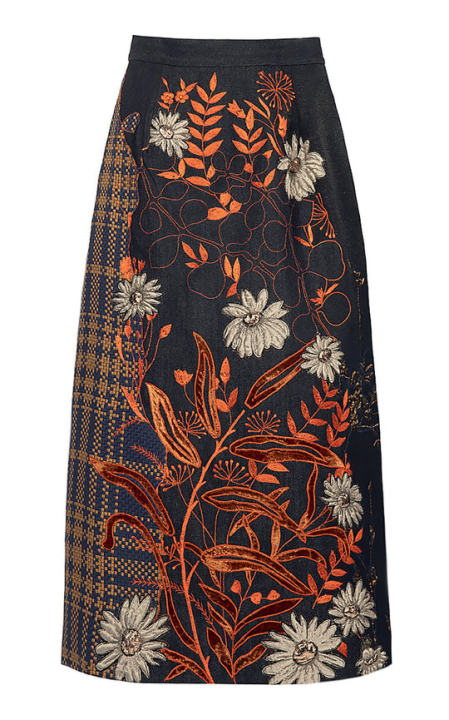Nakka Embroidered Cotton Midi Skirt展示图