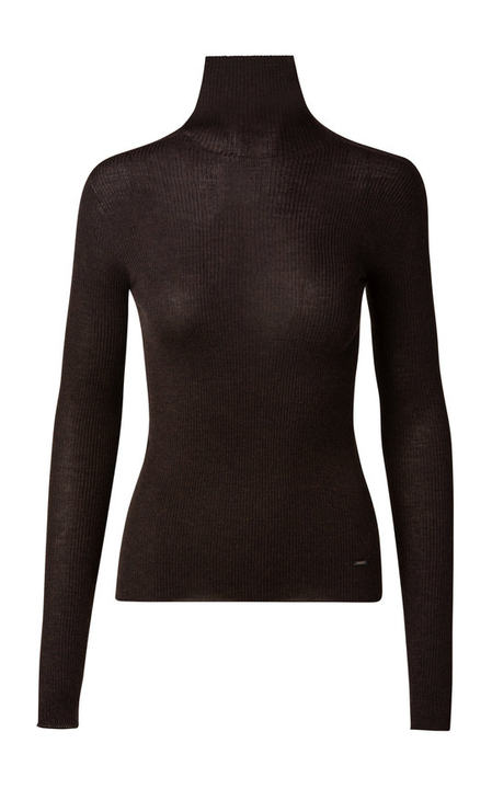 Ribbed Cashmere-Silk Mockneck Top展示图