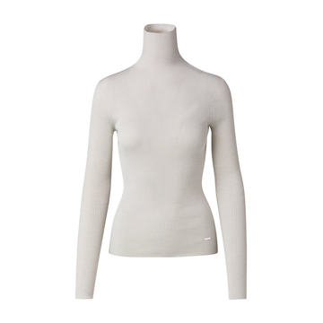 Ribbed Cashmere-Silk Mockneck Top