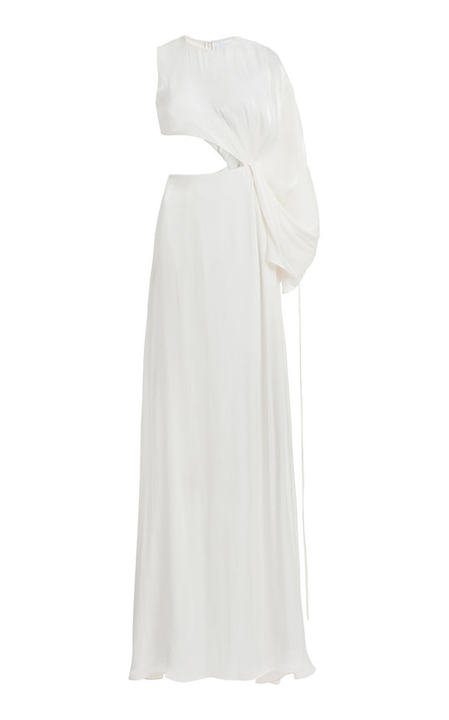 Asymmetric Draped Chiffon Gown展示图