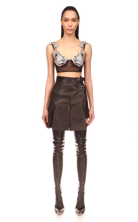 Paneled Leather Mini Skirt展示图