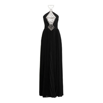Embellished Crepe Georgette Pleated Gown