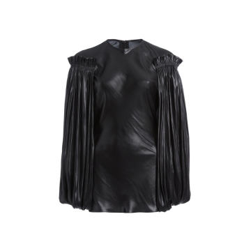 Billowing Faux-Leather Top