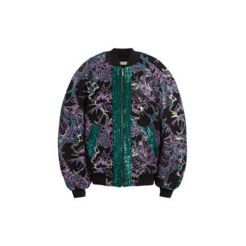 Embroidered Tulle Bomber Jacket