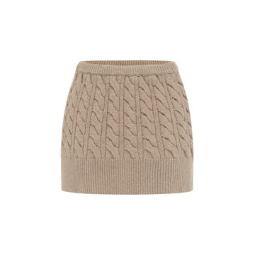 Cable Knit Wool-Cashmere Mini Skirt