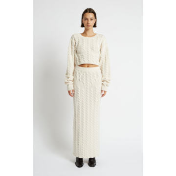 Cable Knit Wool-Cashmere Maxi Skirt