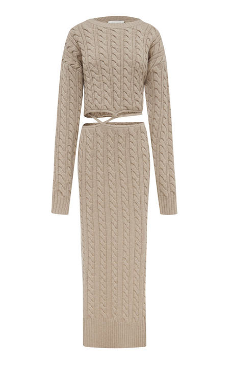 Cable Knit Wool-Cashmere Maxi Dress展示图