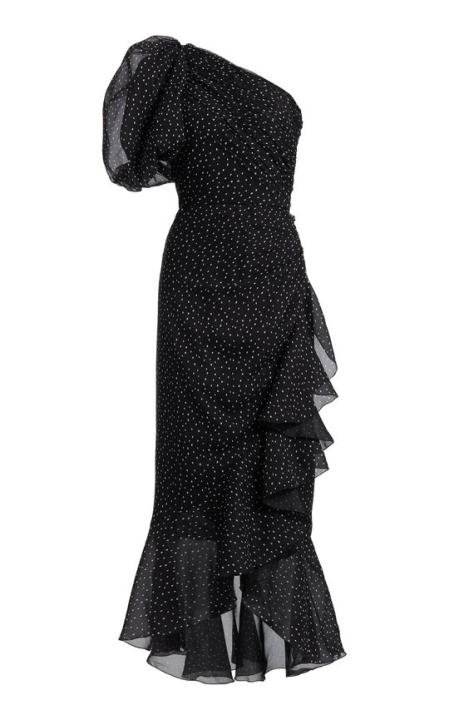 Asymmetric Georgette Midi Dress展示图
