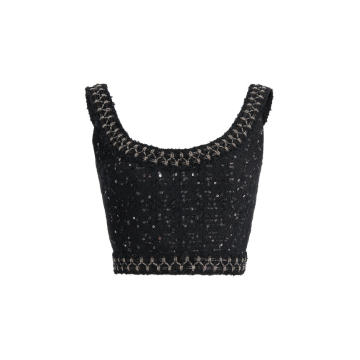 Sequined Boucle Cropped Top
