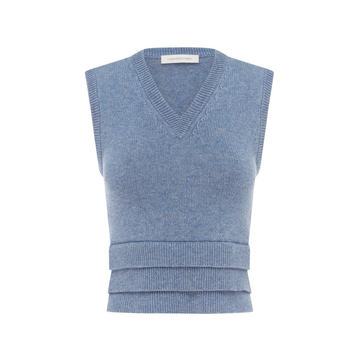 Tiered Hem Wool-Cashmere Vest