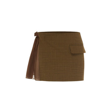 Tailored-Split Silk-Blend Mini Skirt