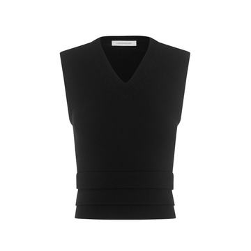 Tiered Hem Wool-Cashmere Vest