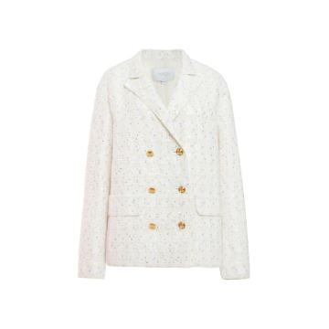 Double-Breasted Sequined Boucle Jacket