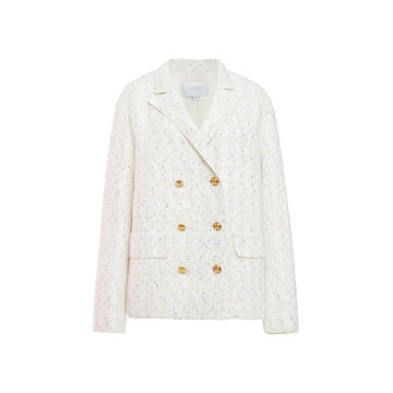 Double-Breasted Sequined Boucle Jacket