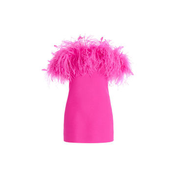 Feather-Trimmed Wool-Silk Mini Dress