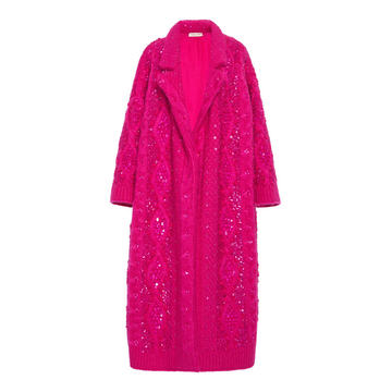 Embroidered Mohair-Blend Coat