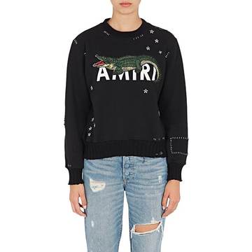 Alligator-Embroidered Cotton Sweatshirt