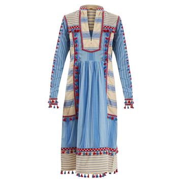 Stephanie embroidered striped cotton dress