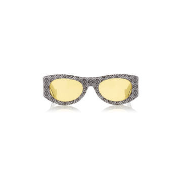 Anagram-Print Square-Frame Acetate Sunglasses