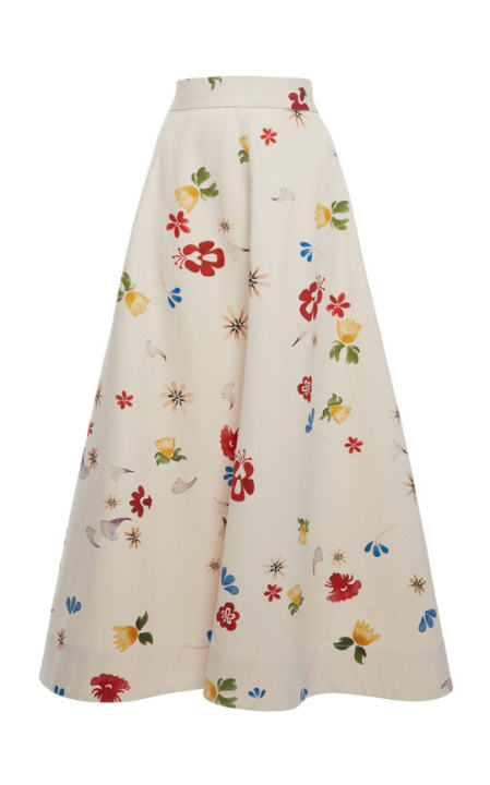 Quartered A-Line Cotton Midi Skirt展示图