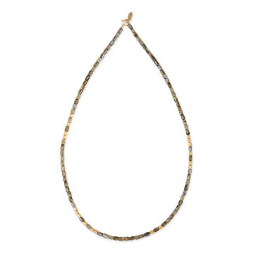 14k Yellow Gold Tube-Beaded Necklace with Labradorite and 18 Gold Beads