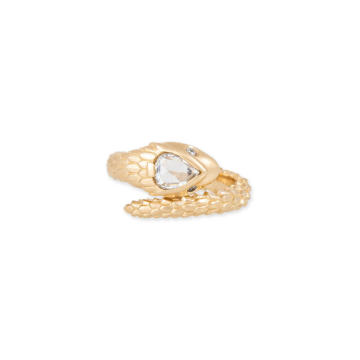14k Charlotte Large Snake Ring with Teardrop Rose-Cut Diamond