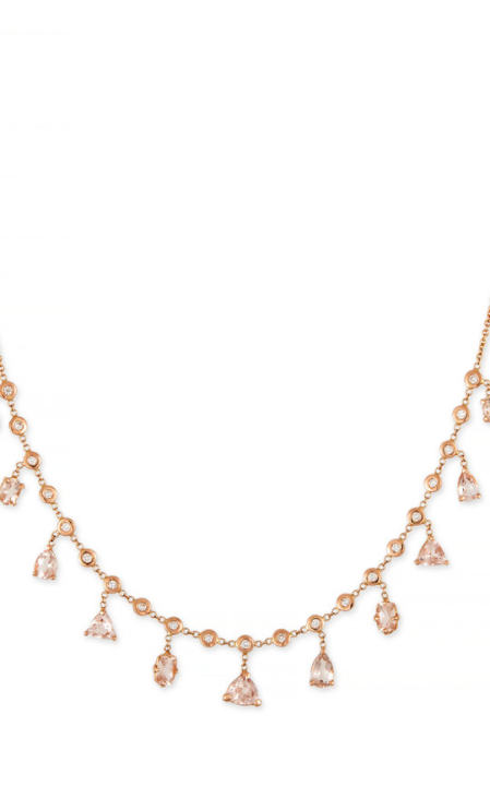 14k Gold Multi-Shape Morganite Shaker Necklace展示图