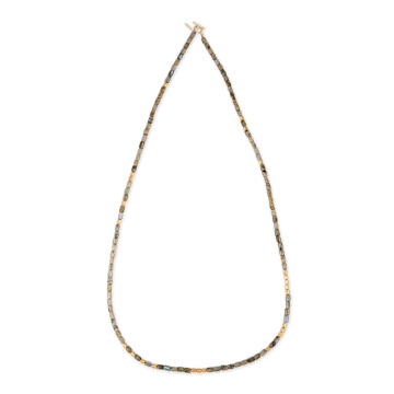 14k Yellow Gold Tube-Beaded Necklace with Labradorite with 24 Gold Beads