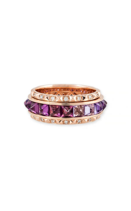 14k Gold Spike Spinner Ring in Purple Ombre展示图