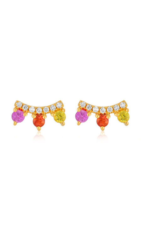 Chloe 14K Yellow Gold Diamond, Sapphire Earrings展示图