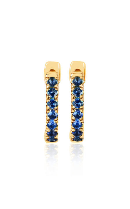 14K Yellow Gold Sapphire Mini Huggie Earrings展示图