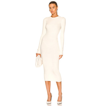 Ribbed Long Sleeve Midi Dress