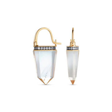18k Yellow Gold Crystal Pendulum Earrings