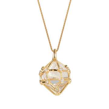 18k Yellow Gold Small Herkimer Diamond Pendant