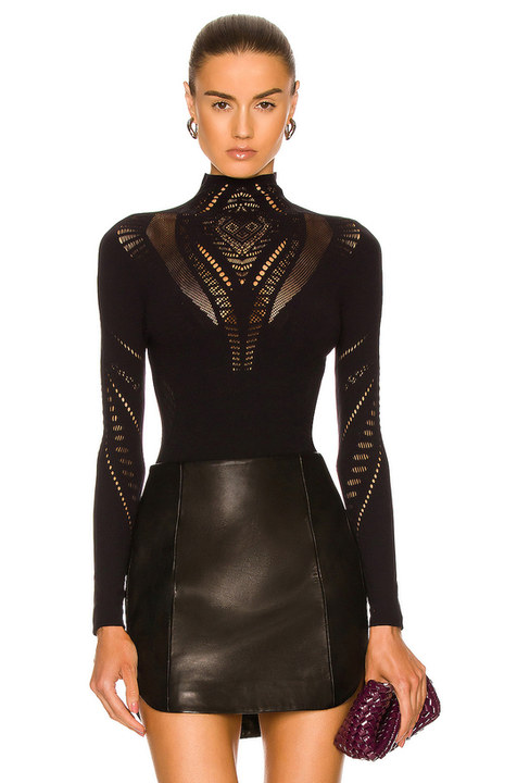 x Alberta Ferretti Ajoure Net Long Sleeve Bodysuit展示图