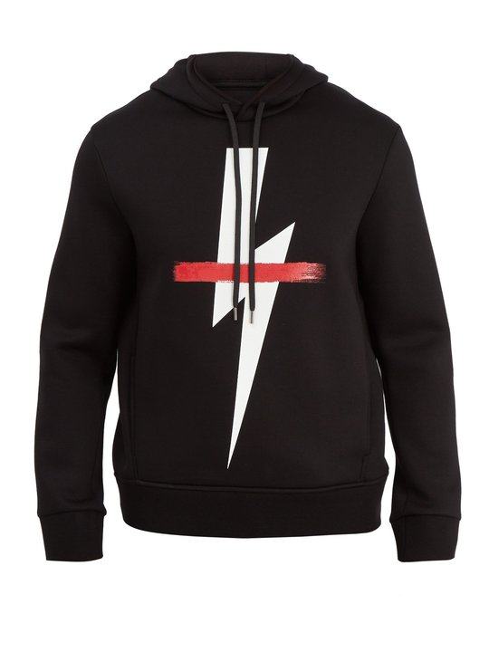 Crossed-out bolt graphic hooded sweater展示图