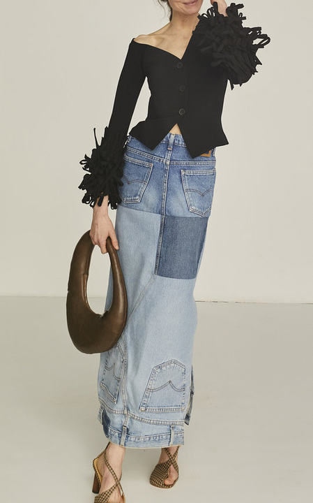 Upcycled Denim Maxi Skirt展示图