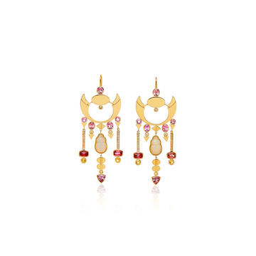 18k Yellow Gold Melissa Earrings with Opal Scarabs