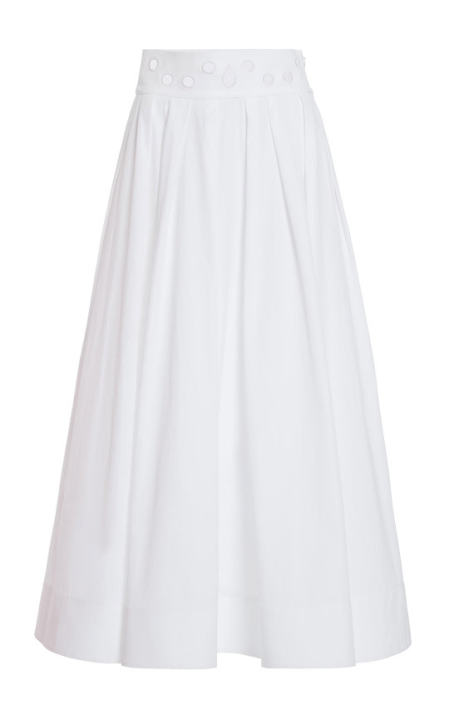 Pleated Eyelet Cotton Midi Skirt展示图