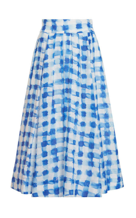 Pleated Linen-Blend Midi Skirt展示图