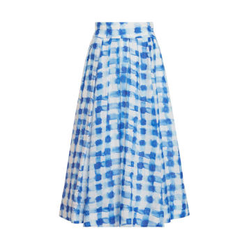 Pleated Linen-Blend Midi Skirt