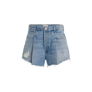 Franca Rigid Pleated Denim Shorts