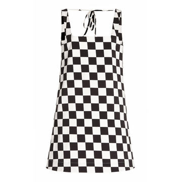 Checked Stretch-Cotton Mini Dress