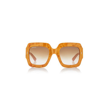 Oversized Rectangular-Frame Acetate Sunglasses