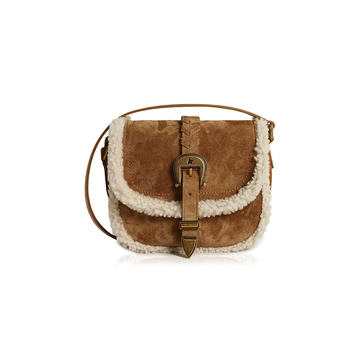 Small Rodeo Shearling-Trimmed Suede Crossbody Bag