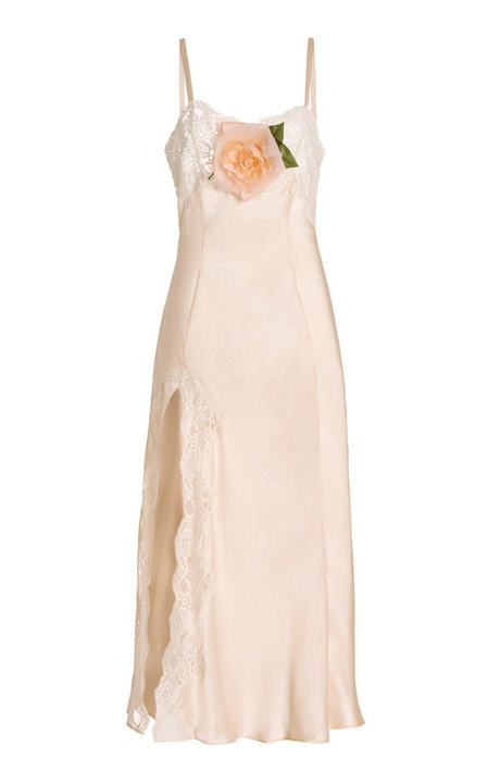 Silk Satin And Lace Maxi Slip Dress展示图