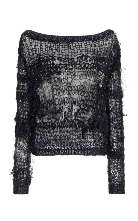 Off-The-Shoulder Loose Hand Knit Sweater展示图