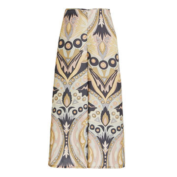 Vella Paisley Satin Wide-Leg Pants