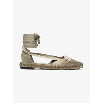 X Manolo Blahnik beige flat espadrilles